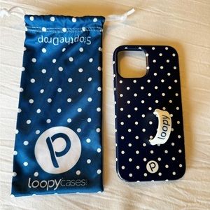 Navy Polka Dot Lefty Loopy Case iPhone 12